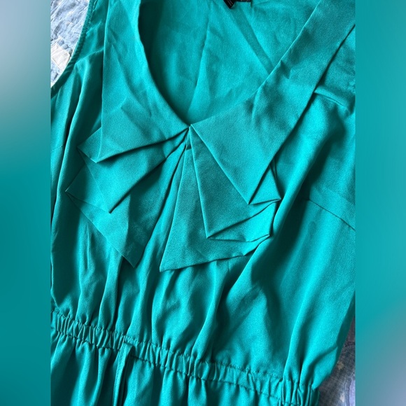 90s BeBop Womens Green Sleeveless V-Neck Bow Cute Fairy Core Sundress Medium - Picture 3 of 10